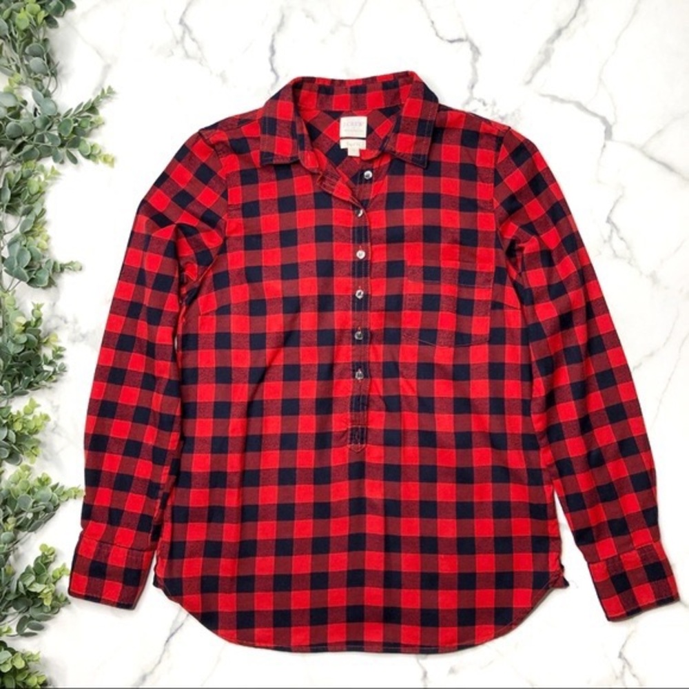 J. Crew Perfect Fit Flannel Buffalo Check Popover. Size medium